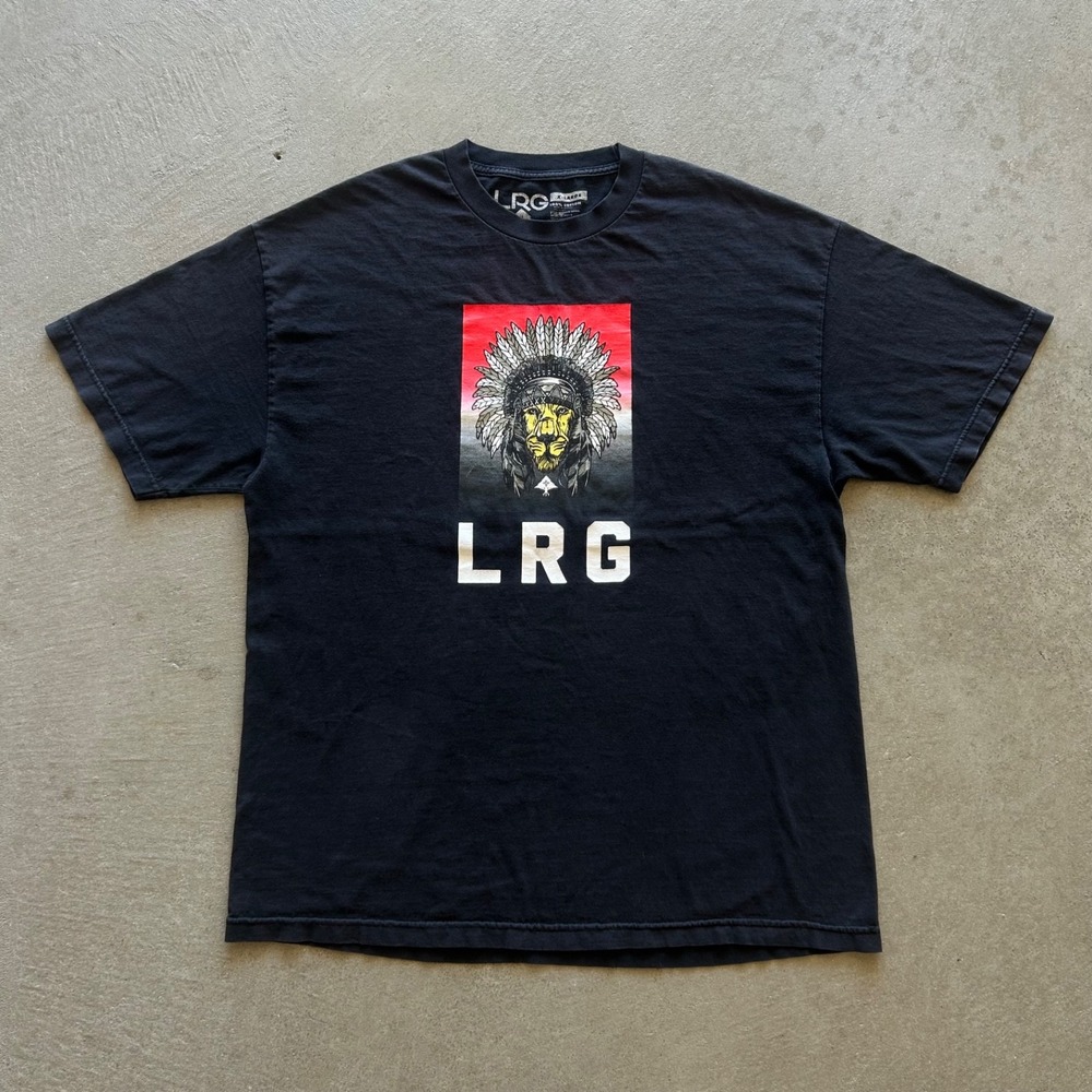 Vintage LRG Lion Shirt Size XL Black Y2K Standard Fit Lifted Research Group